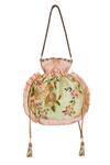 Buy_Fuchsia_Green Silk Potli Bag_Online_at_Aza_Fashions