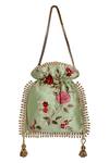 Buy_Fuchsia by aashaka mehta_Green Silk Potli Bag_Online_at_Aza_Fashions