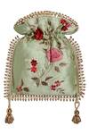 Shop_Fuchsia by aashaka mehta_Green Silk Potli Bag_at_Aza_Fashions