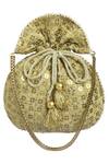 Buy_Fuchsia by aashaka mehta_Gold Silk Potli Bag_at_Aza_Fashions