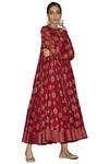 Buy_Sue Mue_Red Lycra Crepe, Maheshwari Cotton Round Printed Anarkali Set _Online_at_Aza_Fashions