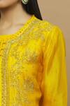 Aksh_Yellow Georgette Round Embroidered Jacket Lehenga Set _at_Aza_Fashions