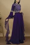 Aksh_Purple Organza, Chiffon Round Embroidered Skirt Set_Online_at_Aza_Fashions