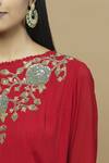Aksh_Red Organza, Georgette Round Embroidered Anarkali With Dupatta_at_Aza_Fashions