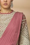 Varun Bahl_Pink Net Pre-draped Saree Gown_at_Aza_Fashions