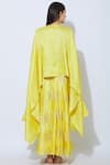 Shop_Pinki Sinha_Yellow Handloom Banarasi Wide Neck Skirt Set _at_Aza_Fashions