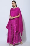 Buy_Pinki Sinha_Pink Handloom Banarasi Wide Neck Skirt Set _at_Aza_Fashions