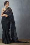 Buy_Torani_Black Organza Embroidered Saree_at_Aza_Fashions