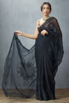 Shop_Torani_Black Organza Embroidered Saree_at_Aza_Fashions