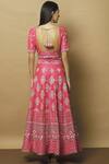 Buy Pink Dupion Raw Silk Leaf Neck Embroidered Bridal Lehenga Set For ...