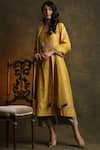 Buy_Anju Modi_Yellow Chanderi Kurta Set_at_Aza_Fashions