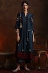 Buy_Anju Modi_Blue Silk Chanderi Kurta And Palazzo Set_at_Aza_Fashions