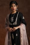 Shop_Anju Modi_Black Silk Chanderi Kurta Set_at_Aza_Fashions