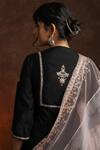 Anju Modi_Black Silk Chanderi Kurta Set_Online_at_Aza_Fashions