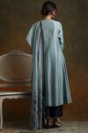 Shop_Anju Modi_Blue Silk Chanderi Kurta And Palazzo Set_at_Aza_Fashions