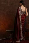 Shop_Anju Modi_Maroon Silk Saree Set_at_Aza_Fashions