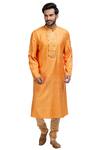 Buy_Poonam Kasera_Orange Moonga Silk Embroidered Kurta Set_at_Aza_Fashions