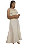 Shop_Purvi Doshi_Off White Kala Cotton Embroidered Midi Skirt_Online_at_Aza_Fashions