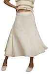 Purvi Doshi_Off White Kala Cotton Embroidered Midi Skirt_at_Aza_Fashions