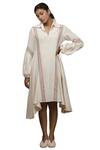 Shop_Purvi Doshi_Off White Asymmetric Cotton Dress_at_Aza_Fashions