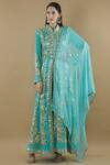 Buy Kunwarani Ritu Blue Georgette Band Embroidered Anarkali With Dupatta at Aza Fashions Buy_Kunwarani Ritu_Blue Georgette Band Embroidered Anarkali With Dupatta _at_Aza_Fashions
