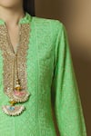 Kunwaraniritu_Green Georgette Band Chikankari Kurta Sharara Set  _at_Aza_Fashions