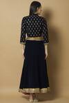 Shop_Kunwarani Ritu_Blue Velvet Band Embellished Lehenga Set _at_Aza_Fashions