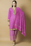 Kunwaraniritu_Pink Chikankari V Neck Kurta Palazzo Set  _Online_at_Aza_Fashions