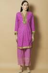 Buy_Kunwaraniritu_Pink Chikankari V Neck Kurta Palazzo Set  _Online_at_Aza_Fashions