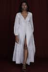 Buy White Cotton V-shaped Flared Dress For Women by Shasha Gaba Online ...