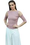 Shop_Swatee Singh_Pink Crepe Round Cold Shoulder Top _Online_at_Aza_Fashions