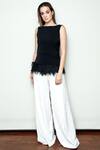 Buy_Swatee Singh_Black Crepe Round Fringe Top _at_Aza_Fashions