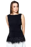Buy_Swatee Singh_Black Crepe Round Fringe Top _Online_at_Aza_Fashions