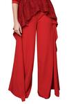 Shop_Swatee Singh_Red Crepe Ruffle Pant_Online_at_Aza_Fashions