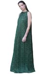 Buy_Swatee Singh_Green Chiffon Halter Printed Gown _at_Aza_Fashions
