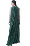 Shop_Swatee Singh_Green Chiffon Halter Printed Gown _at_Aza_Fashions
