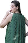Buy_Swatee Singh_Green Chiffon Halter Printed Gown _Online_at_Aza_Fashions