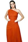 Shop_Swatee Singh_Orange Georgette Asymmetric One Shoulder Gown _at_Aza_Fashions