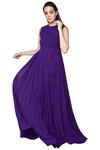 Buy_Swatee Singh_Purple Georgette Smocked Gown_Online_at_Aza_Fashions
