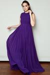 Buy_Swatee Singh_Purple Georgette Smocked Gown_at_Aza_Fashions