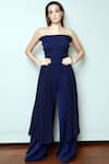 Buy_Swatee Singh_Blue Crepe Bandeau Jumpsuit _at_Aza_Fashions