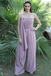 Swatee Singh_Pink Crepe Draped Jumpsuit _Online_at_Aza_Fashions