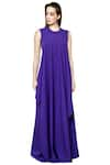 Shop_Swatee Singh_Purple Heavy Crepe Round Draped Jumpsuit _at_Aza_Fashions