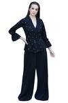 Swatee Singh_Black Heavy Crepe Notched Lapel Embroidered Jumpsuit _Online_at_Aza_Fashions