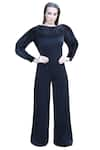 Buy_Swatee Singh_Black Heavy Crepe Bateau Embellished Jumpsuit _at_Aza_Fashions