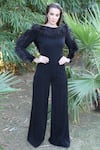 Shop_Swatee Singh_Black Heavy Crepe Bateau Embellished Jumpsuit _at_Aza_Fashions