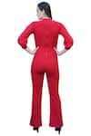 Shop_Swatee Singh_Red Heavy Crepe Round Textured Jumpsuit _at_Aza_Fashions