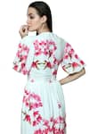 Shop_Swatee Singh_White Silk Crepe V-shaped Printed Dress _at_Aza_Fashions