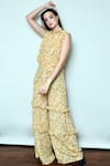 Buy_Swatee Singh_Yellow Silk Crepe Round Printed Jumpsuit _at_Aza_Fashions