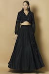 Buy_J By Jannat_Black Cotton Silk V-shaped Skirt Set  _at_Aza_Fashions